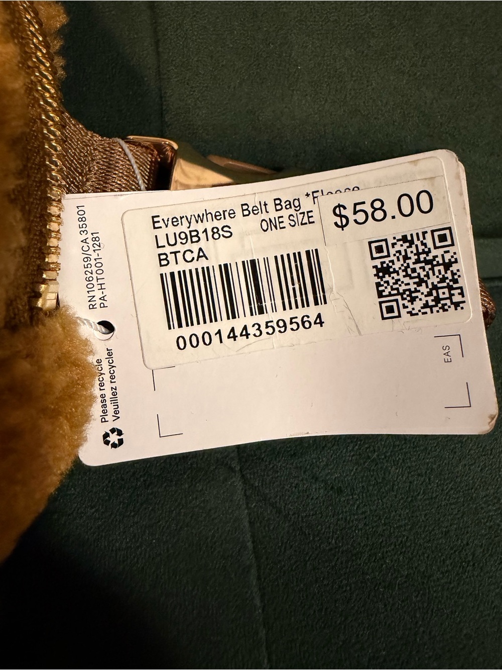 Lululemon Everywhere Belt Bag Fleece Brown NWT - Picture 3 of 3